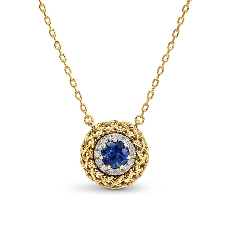 Sapphire & Diamond Basket Pendant, SKU 26149R (0.36Ct TW)