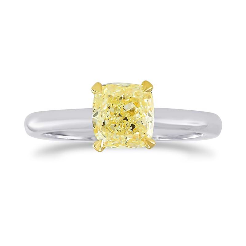 1 Carat Fancy Yellow Cushion Diamond V-Style Solitaire Ring, SKU 26316R (1.00Ct)