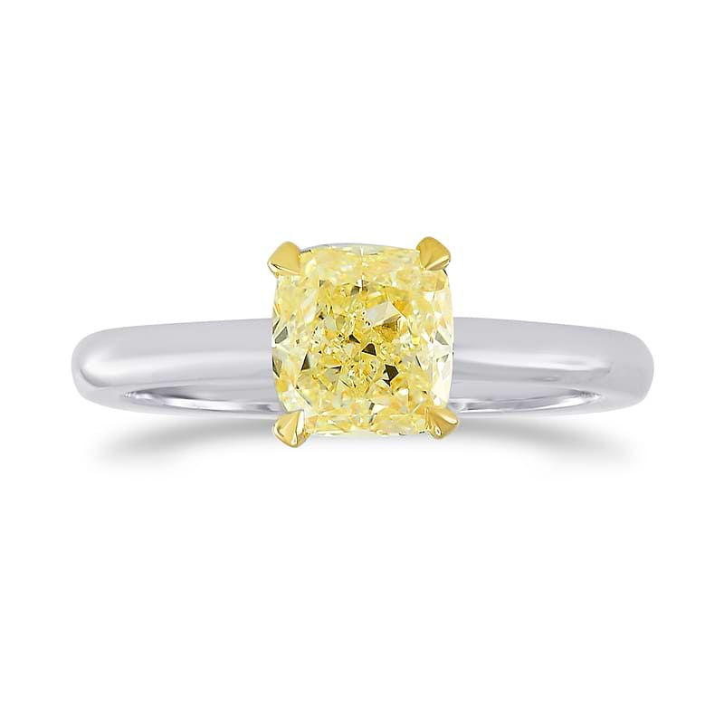 1 Carat Fancy Yellow Cushion Diamond V-Style Solitaire Ring, ARTIKELNUMMER 26316R (1,00 Karat)