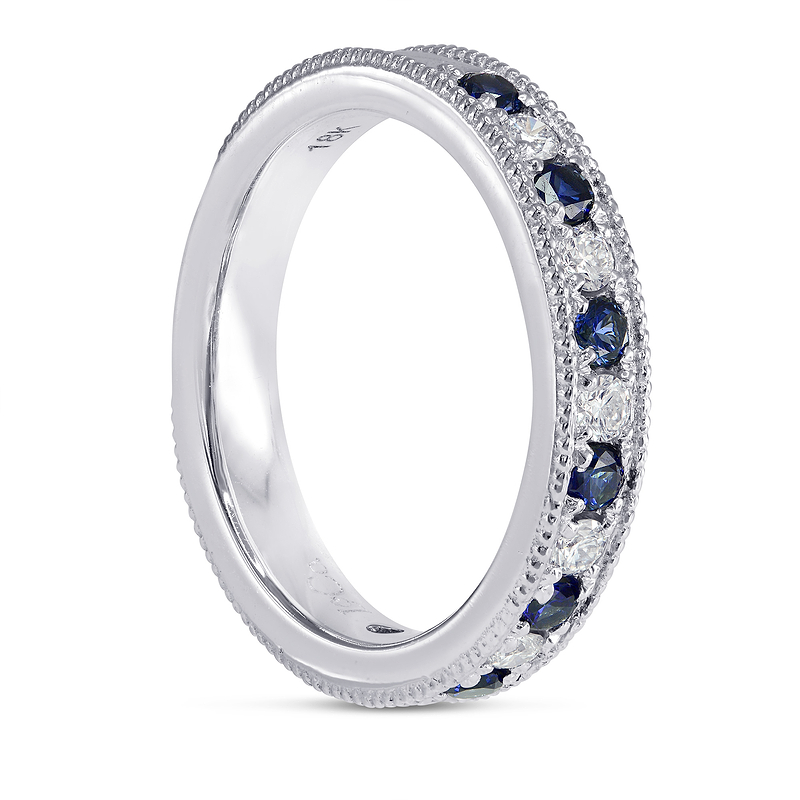 Milgrain Sapphire and Diamond Band Ring, SKU 26401R (0.50Ct TW)