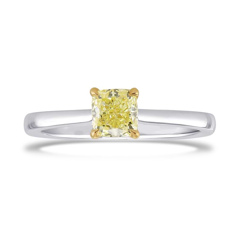 0.70 Carat Fancy Yellow Cushion Diamond Simple Solitaire Ring, SKU 26791R (0.70Ct)