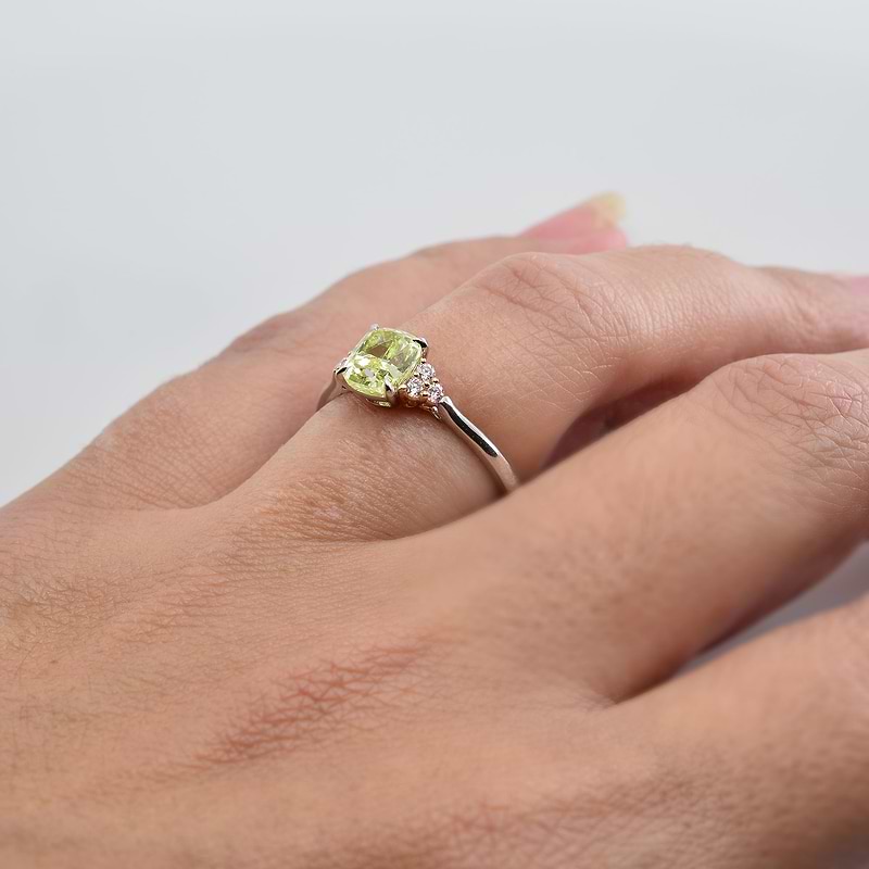 Fancy Yellow Cushion & Pink Diamond Ring, SKU 26925R (1.12Ct TW)  - 4