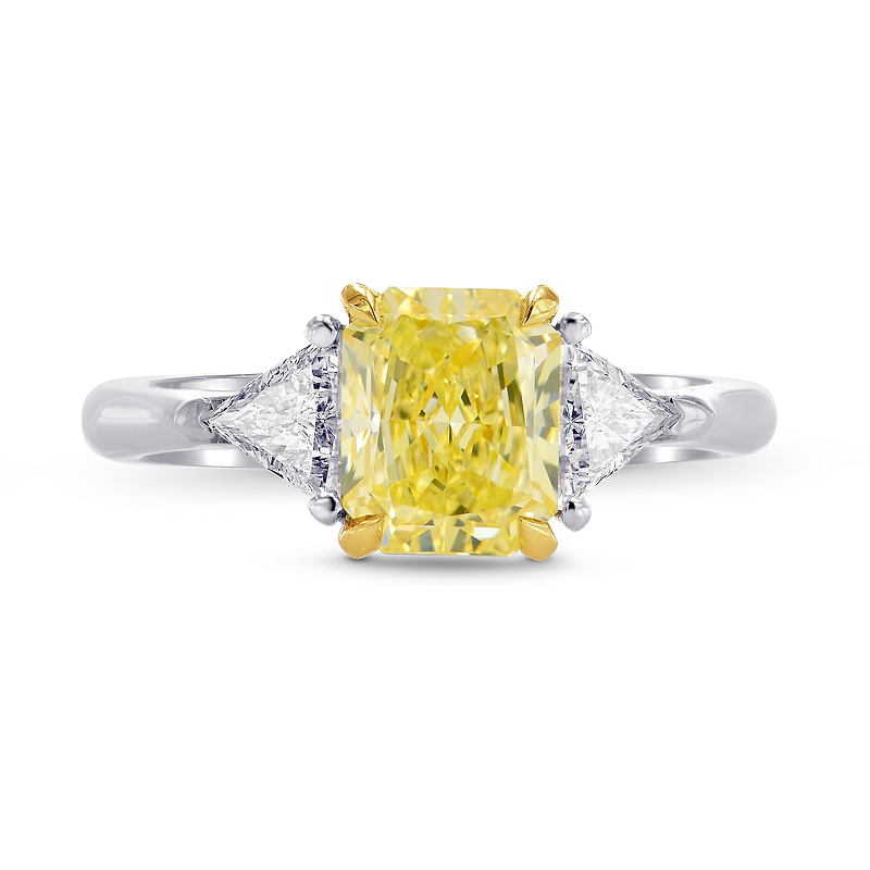 Fancy Yellow Radiant & Triangle Diamond Engagement Wedding Ring Set ...