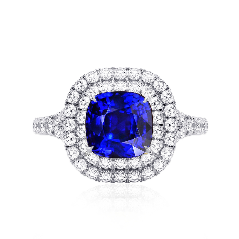 Royal Blue Sapphire & Diamond Engagement Ring, SKU 27653R (3.56Ct TW)