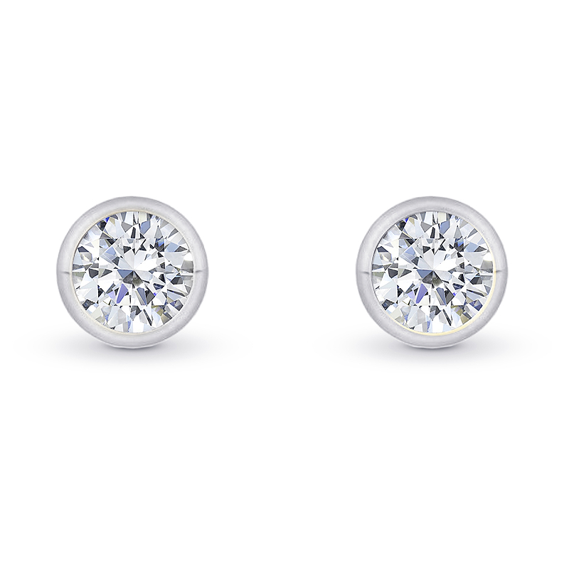 GIA, Round Bezel-set Diamond Earrings, SKU 27861R (1.00Ct TW)