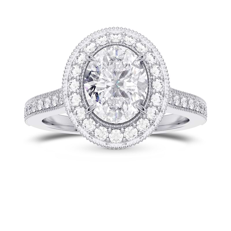 GIA Oval Diamond Style Milgrain Halo Diamond Ring, SKU 28106R (1.30Ct TW)
