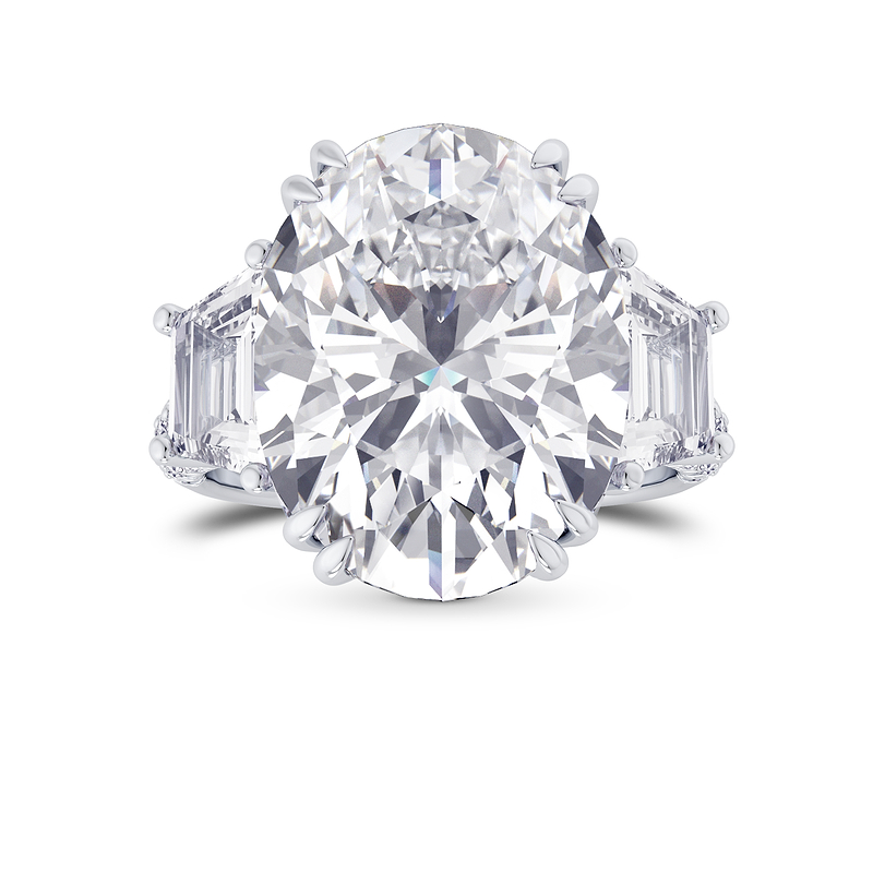 Oval and Trapezoid Diamond Side-stone Ring, ARTIKELNUMMER 28161R (4,00 Karat TW)