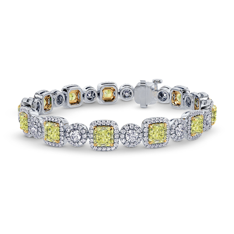 Fancy Light Yellow Radiant Diamond Bracelet, SKU 28336V (12.89Ct TW)