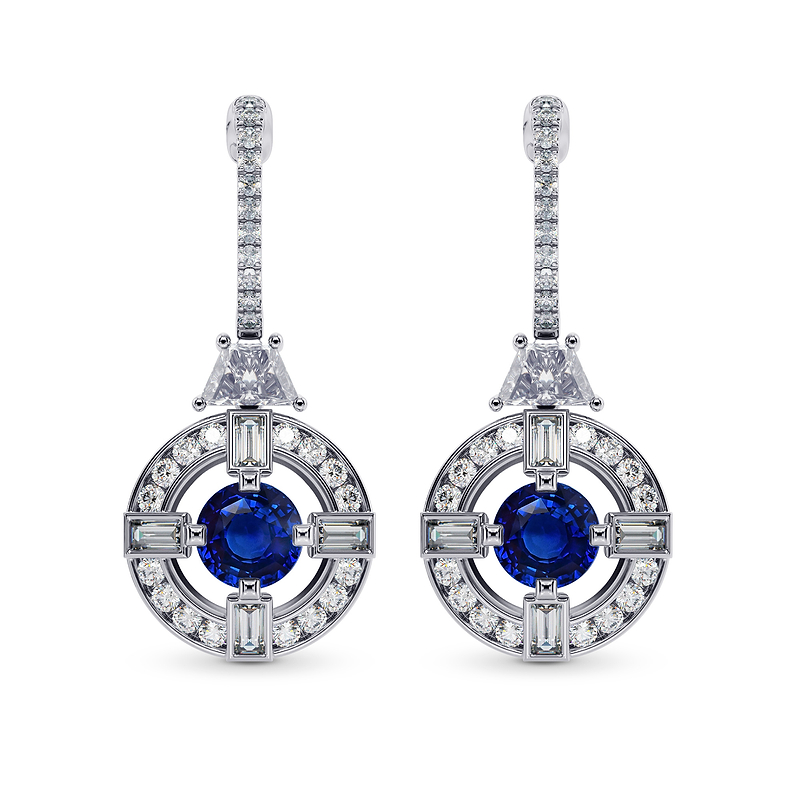Sapphire & Diamond Drop Earrings, ARTIKELNUMMER 28354L (2,61 Karat TW)