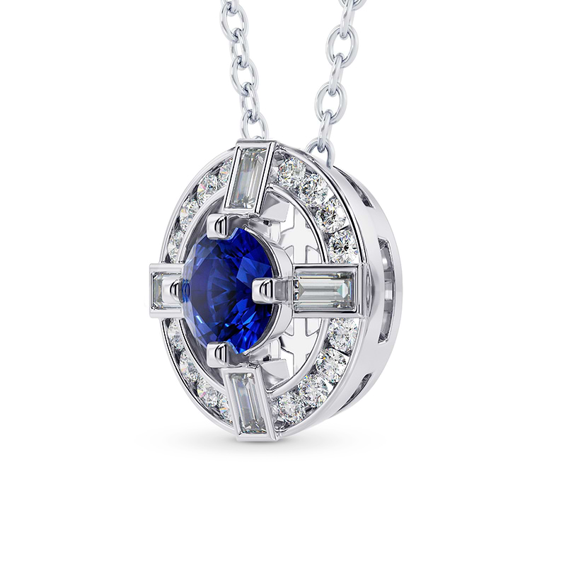 Blue Sapphire & Diamond Drop Pendant, SKU 28357V (1.25Ct TW)