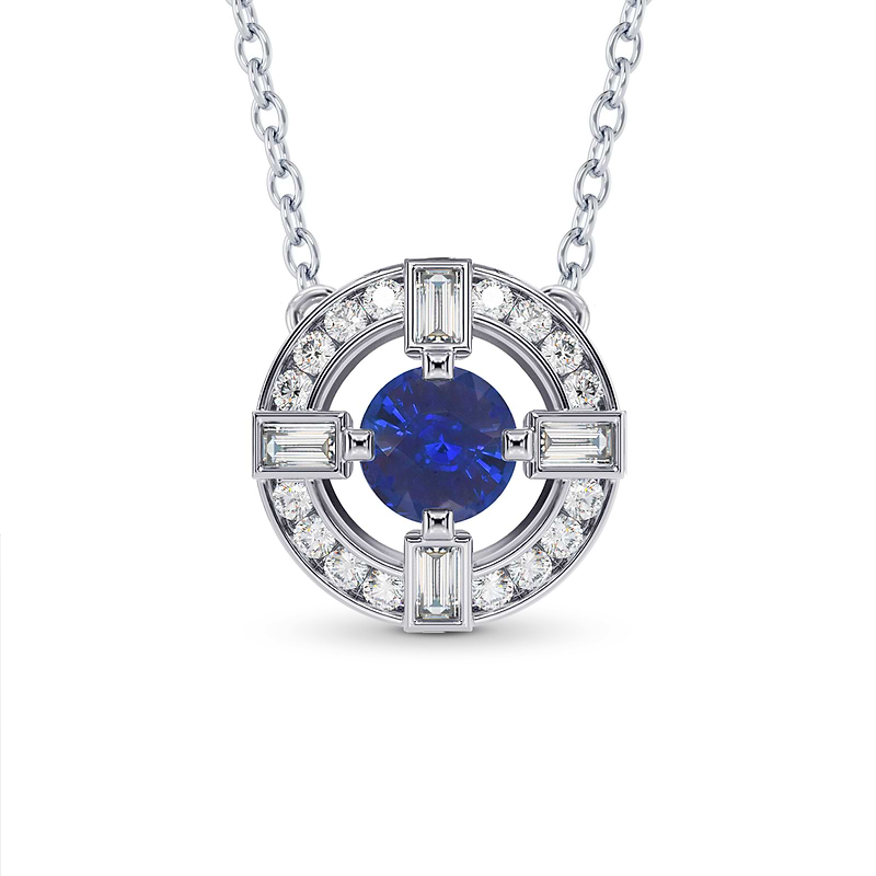 Blue Sapphire & Diamond Drop Pendant, SKU 28357V (1.25Ct TW)