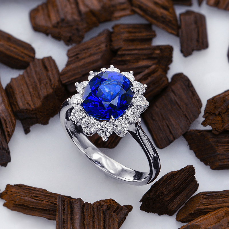 Royal Vivid Blue Sapphire & Diamond (Diana) Ring, SKU 283757 (4.47Ct TW)