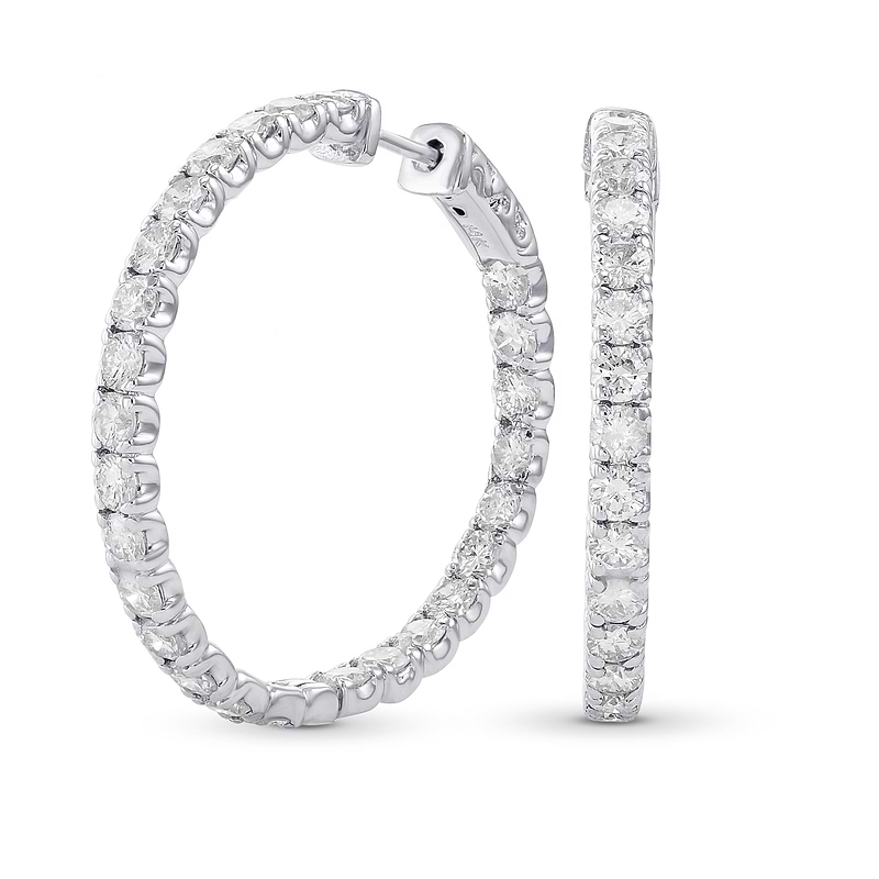 Round White Diamond Hoop Earrings, SKU 30093M (5.50Ct TW)