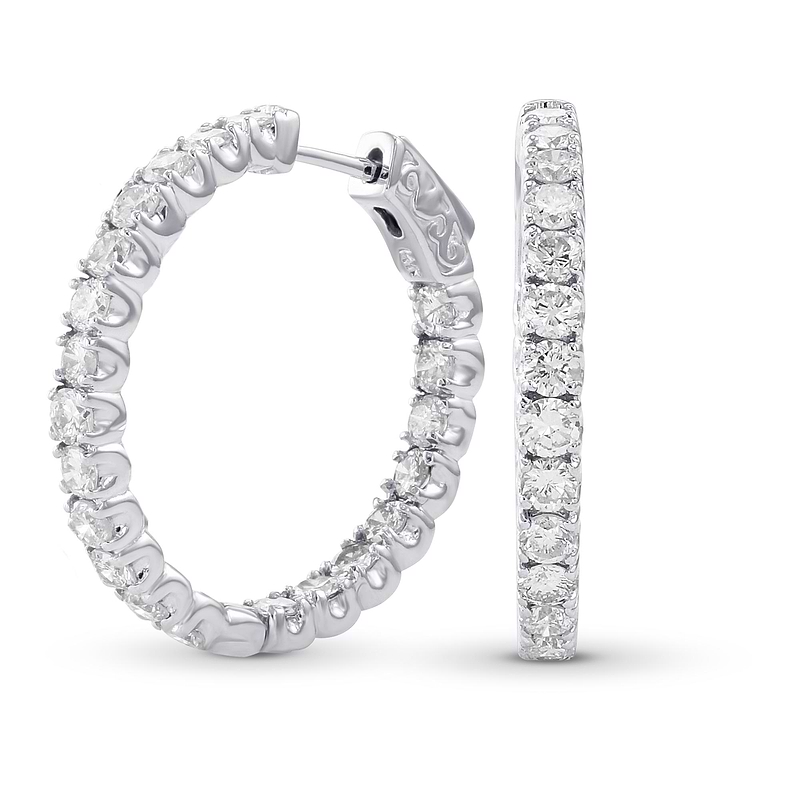 Round White Diamond Hoop Earrings, SKU 30094M (2.50Ct TW)