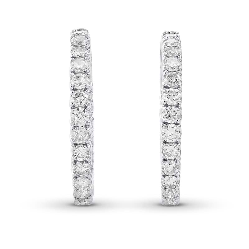 Round White Diamond Hoop Earrings, SKU 30094M (2.50Ct TW)