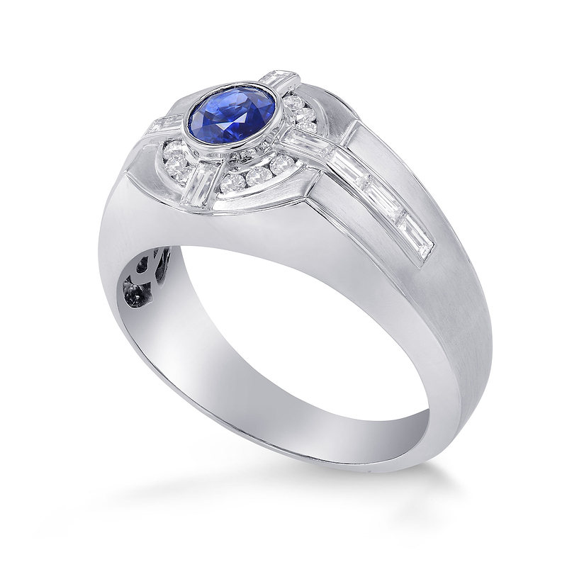 Sapphire and Diamond Round Brilliant Men's Ring, SKU 302349 (1.33Ct TW)  - 2