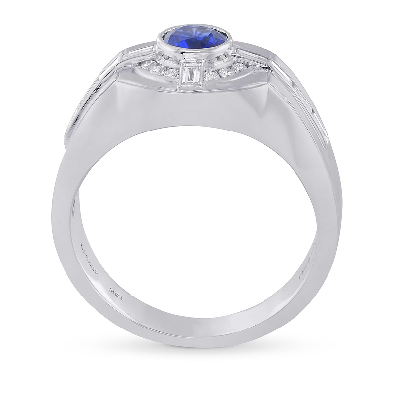 Sapphire and Diamond Round Brilliant Men's Ring, SKU 302349 (1.33Ct TW)