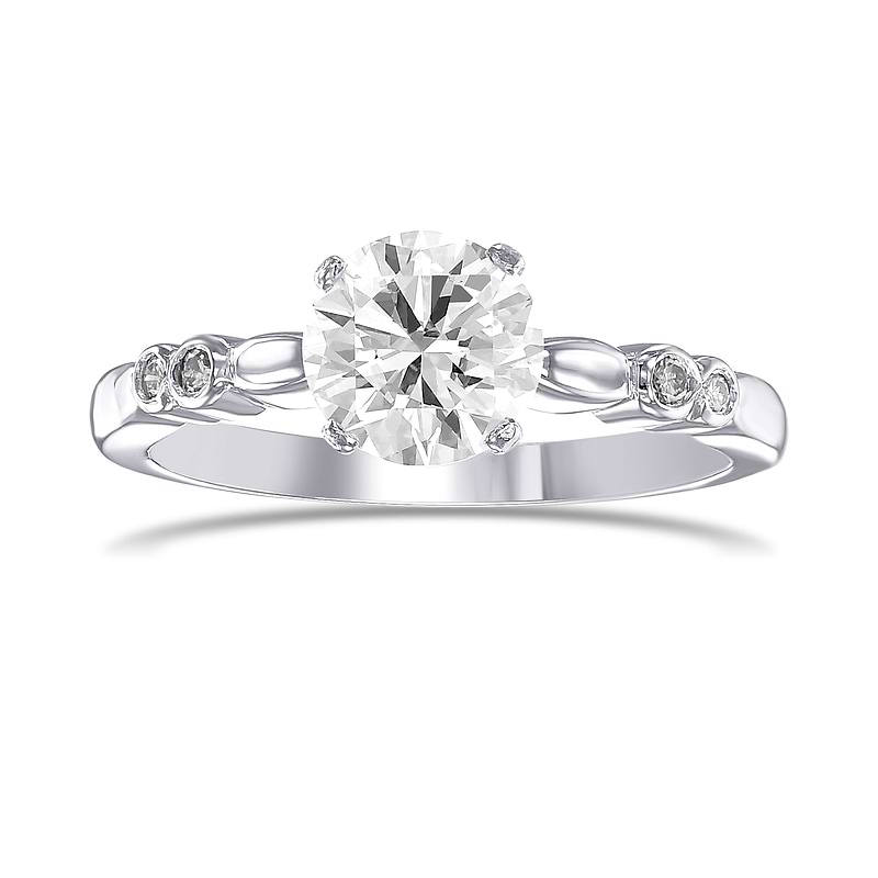 White Brilliant Diamond Side-stone Ring, SKU 30759M (1.06Ct TW)