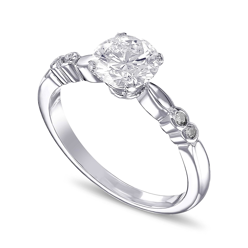 White Brilliant Diamond Side-stone Ring, SKU 30759M (1.06Ct TW)  - 2