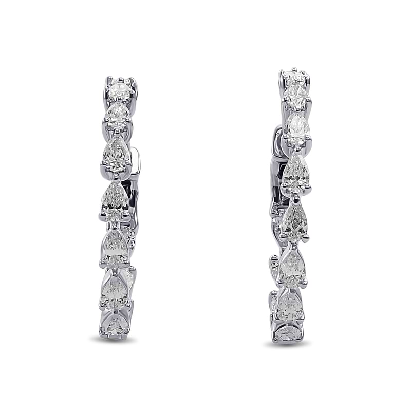 Pear White Diamond Hoop Earrings, SKU 31014M (7.28Ct TW)