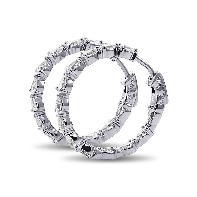 Pear White Diamond Hoop Earrings, SKU 31014M (7.28Ct TW)