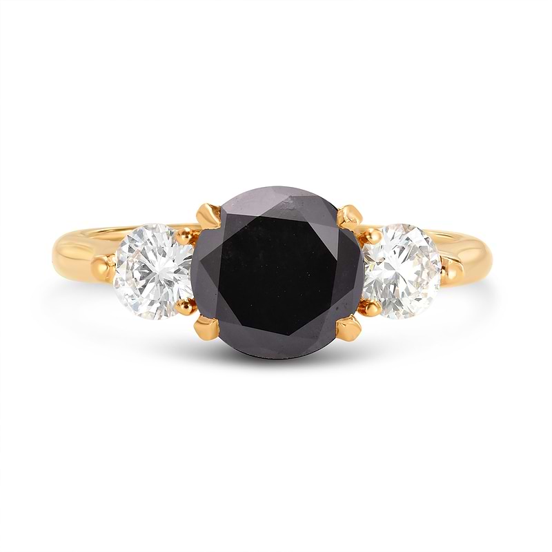 Fancy Black Round Three-stone Diamond Ring, SKU 31662V (2.36Ct TW)