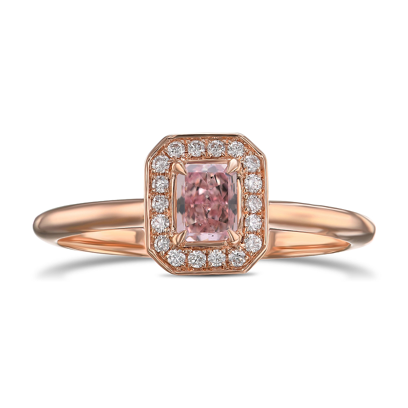 Fancy Pink Radiant 3D Halo Diamond Ring, SKU 31708V (0.47Ct TW)