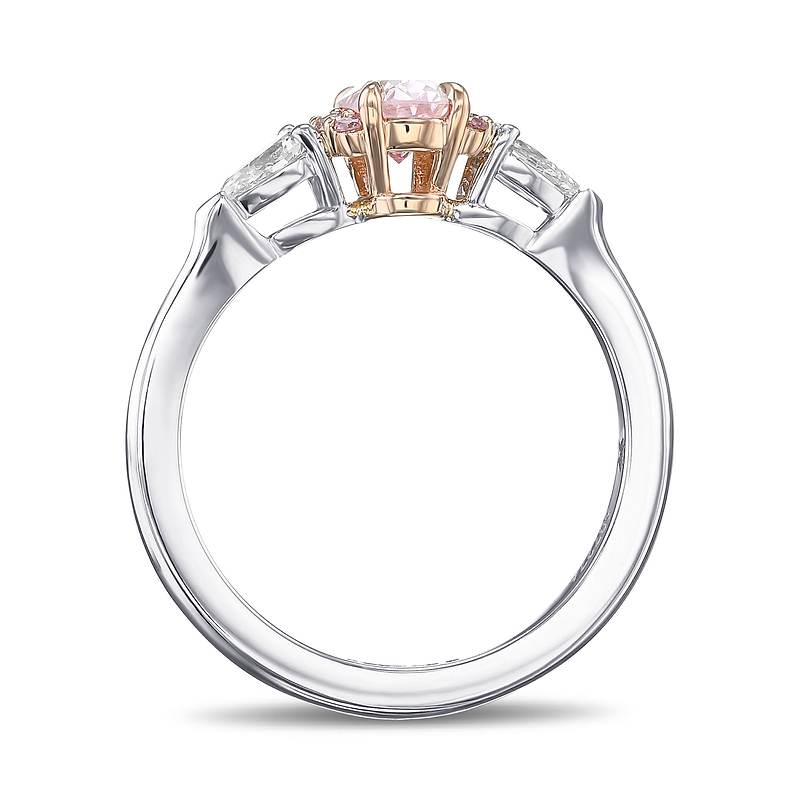 Fancy Pink Oval & Pear Diamond Semi-Halo Ring, SKU 31718V (0.59Ct TW)