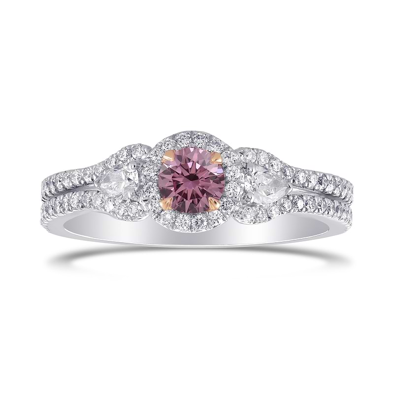 Argyle Fancy Intense Purplish-Pink Round & Pear 3-Stone Diamond Ring, SKU 31738V (0.70Ct TW)