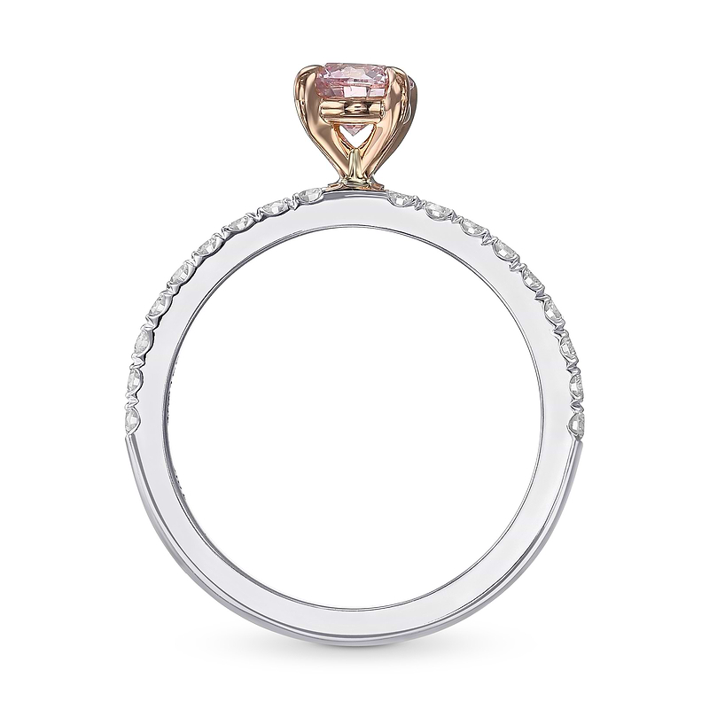 Argyle 3PR Fancy Intense Orangy Pink Round Side-Stone Diamond Ring, SKU 31740V (0.60Ct TW)