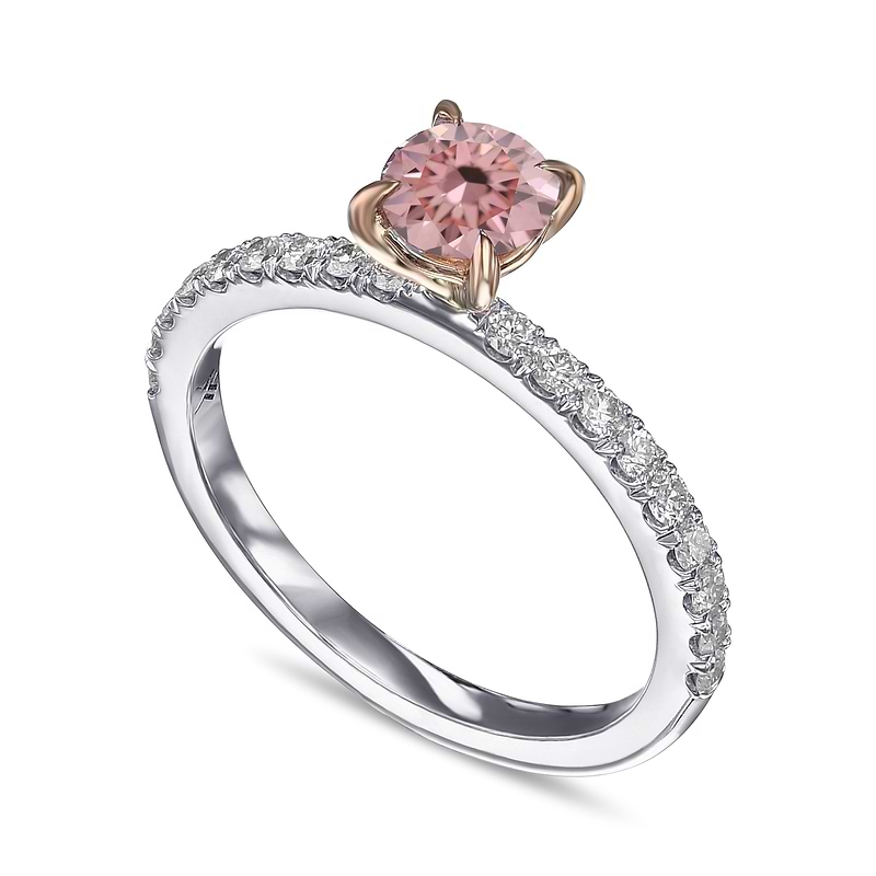 Argyle 3PR Fancy Intense Orangy Pink Round Side-Stone Diamond Ring, SKU ...