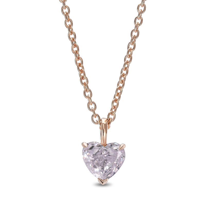 Light Pink Heart Solitaire Diamond Pendant, SKU 31747V (0.50Ct)
