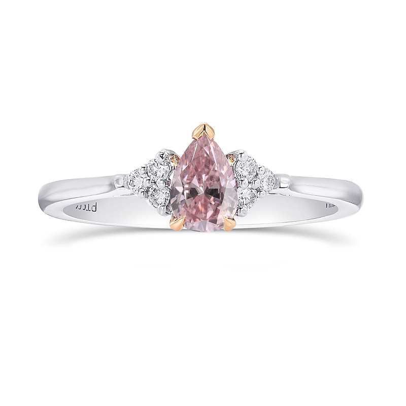 Fancy Intense Pink Pear Diamond Side-Stone Ring, SKU 31772V (0.26Ct TW)