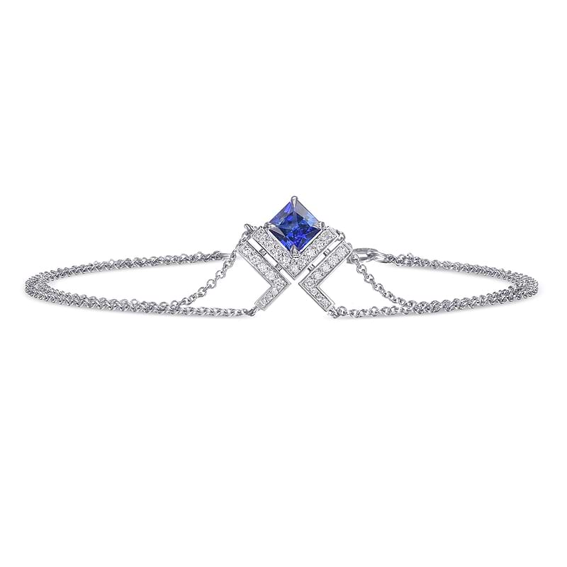 Princess Sapphire Leibish Logo Pave Bracelet, ARTIKELNUMMER 31793R (0,40 Karat TW)