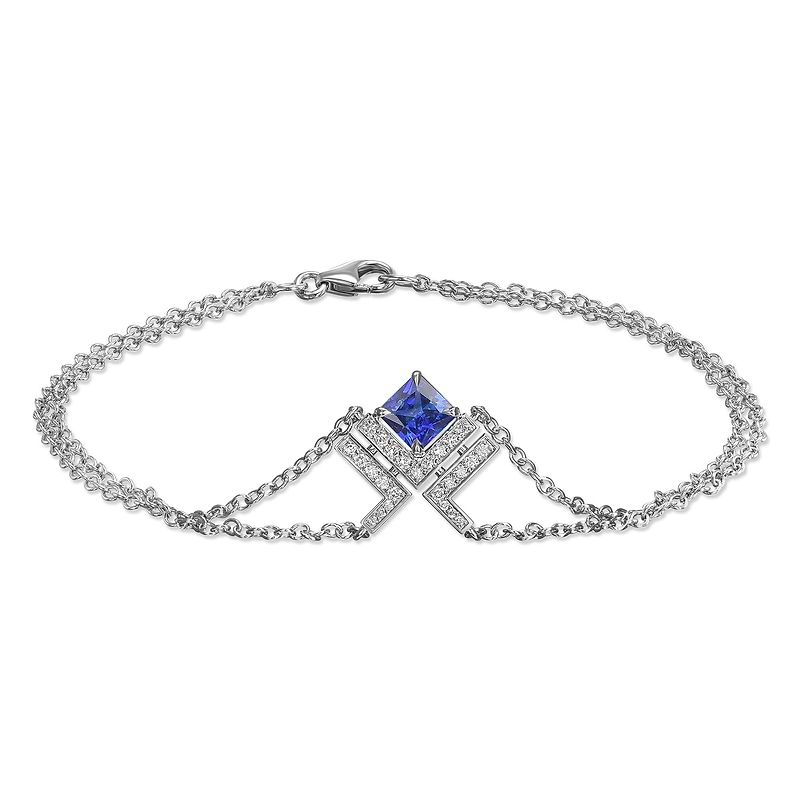 Princess Sapphire Leibish Logo Pave Bracelet, SKU 31793R (0.40Ct TW)