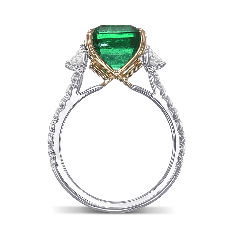 Muzo Emerald & Trapezoid Diamond Three-stone Ring, SKU 31907V (4.10Ct TW)