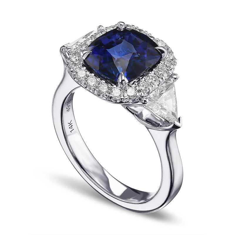 Cushion Sapphire & Triangle Halo Ring, SKU 31910V (4.25Ct TW)  - 2
