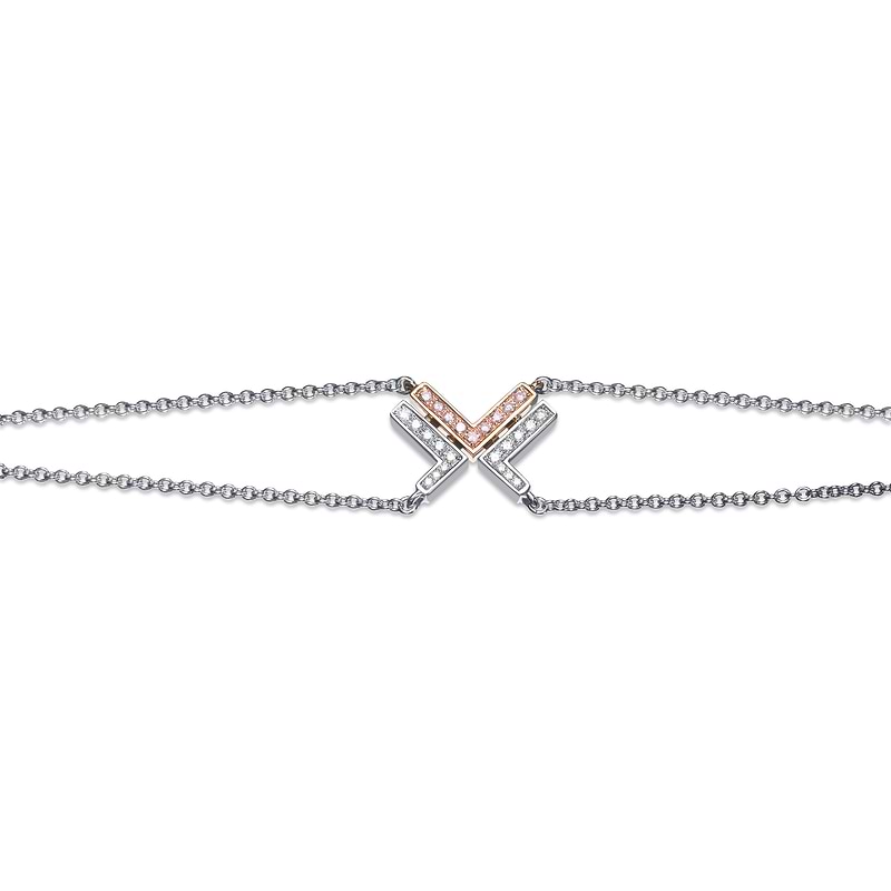 Fancy Pink and White Pave Diamond Leibish Logo Bracelet, SKU 32215R (0.11Ct TW)