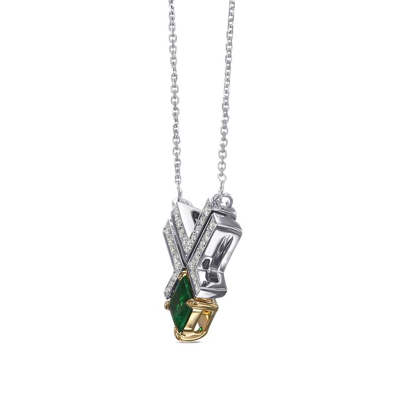 Green Emerald Leibish Logo Pave Pendant, SKU 32218R (0.38Ct TW)