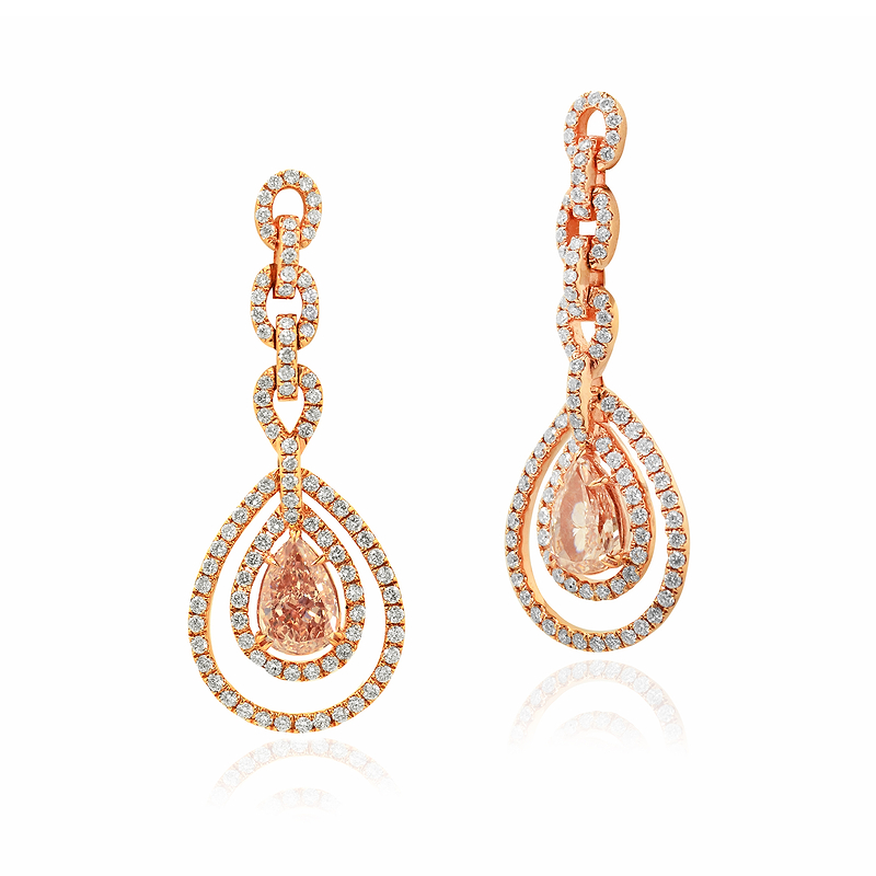 Fancy Brown Pink Drop Earrings