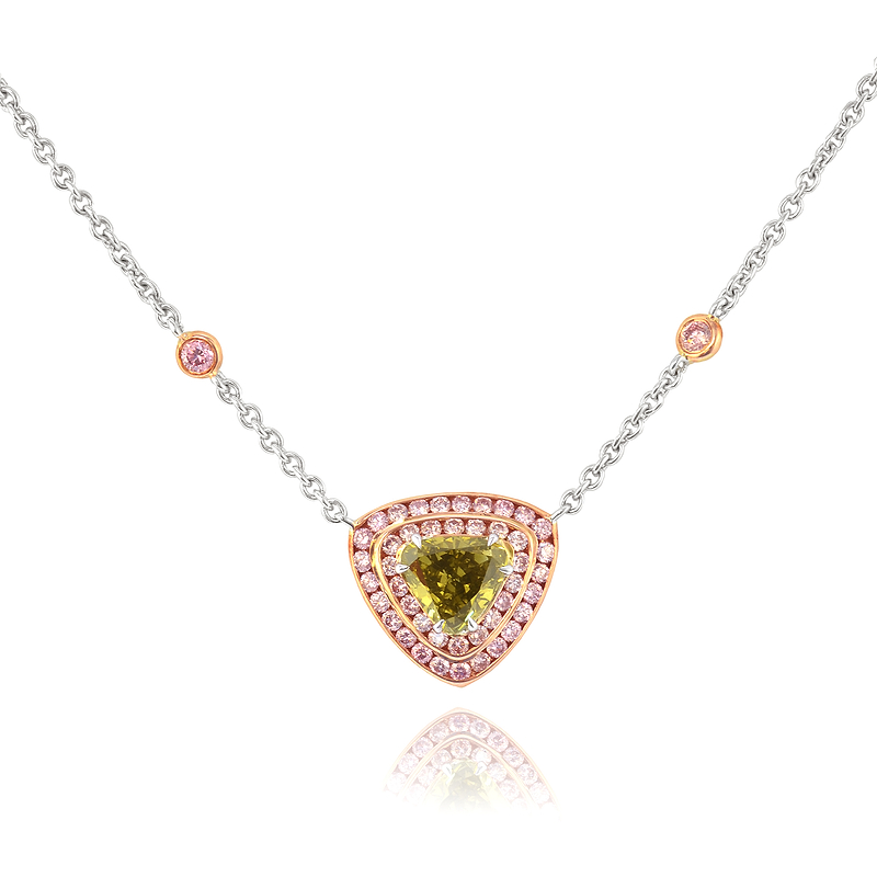 Fancy Deep Brownish Greenish Yellow Diamond Pendant