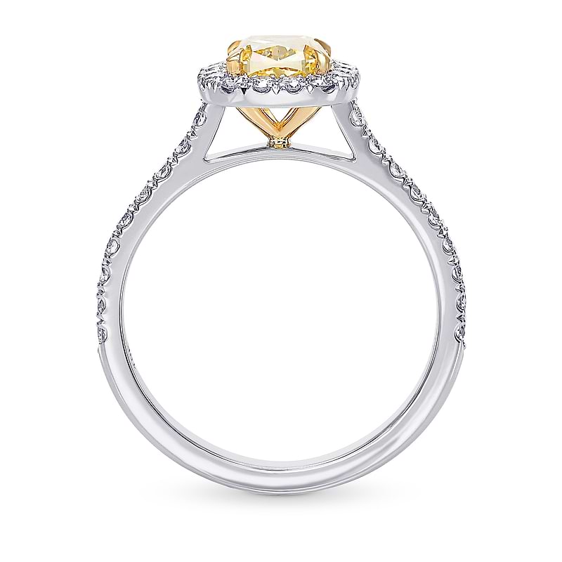 Fancy Vivid Yellow Cushion Diamond Halo Ring, SKU 397354 (1.54Ct TW)