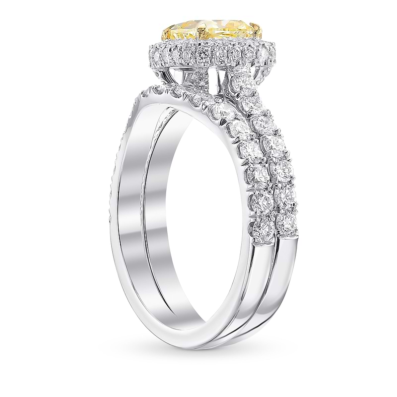 Fancy Light Yellow Cushion Halo Diamond Ring Set, SKU 404974 (2.16Ct TW)  - 3