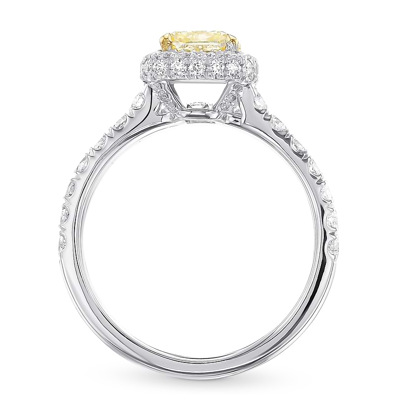 Fancy Light Yellow Cushion Halo Diamond Ring Set, SKU 404974 (2.16Ct TW)