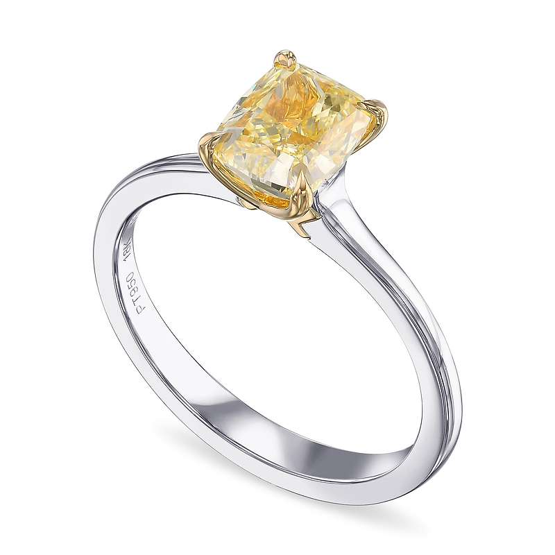 Fancy Yellow Cushion Diamond Classic Solitaire Engagement Ring, SKU 415268 (1.26Ct)  - 2