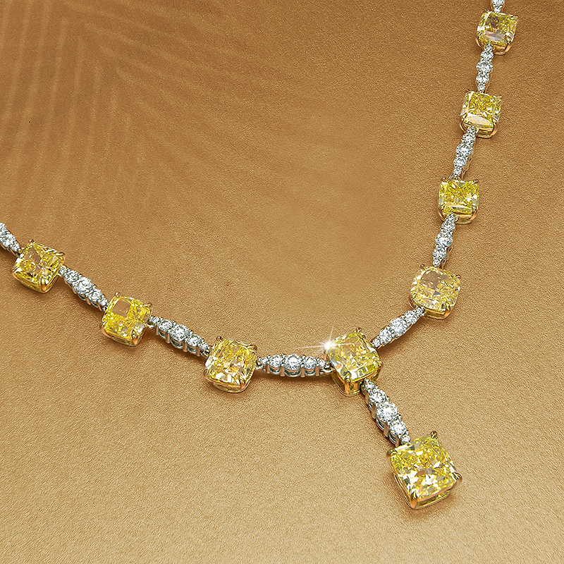 Fancy Yellow Cushion Diamond Necklace, SKU 481475 (47.61Ct TW)  - 3