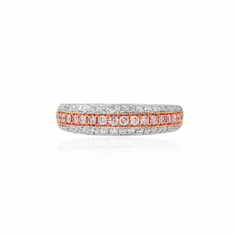 Fancy Pink Pave Diamond Half Eternity Wedding Band Ring