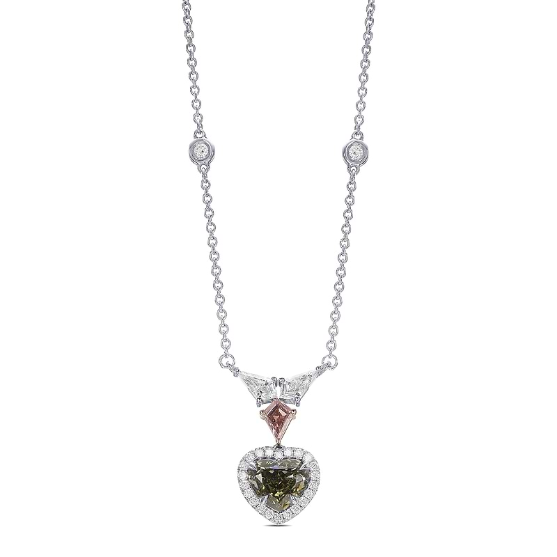 Chameleon Heart and Kite Diamond Halo Drop Pendant, SKU 516964 (1.97Ct TW)