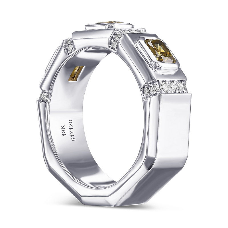 Mix Color Three-stone Men's Diamond Ring, SKU 517120 (2.13Ct TW)  - 2