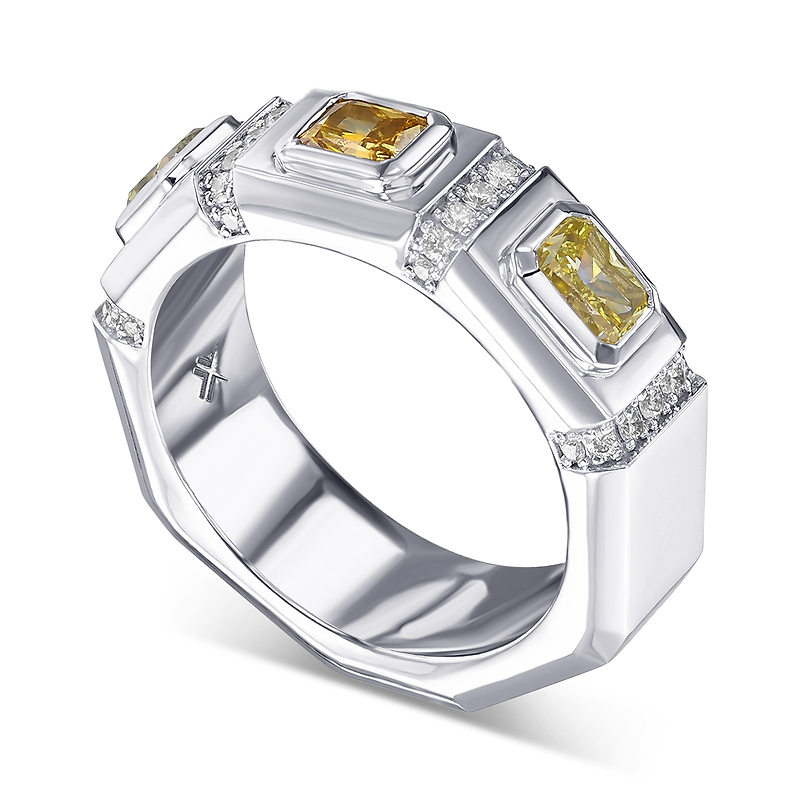 Mix Color Three-stone Men's Diamond Ring, SKU 517120 (2.13Ct TW)  - 3